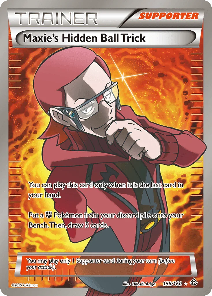 158, Holofoil, Supporter, Ultra Rare, XY: Primal Clash Maxie's Hidden Ball Trick (158/160) [XY: Primal Clash] - Trading Card World