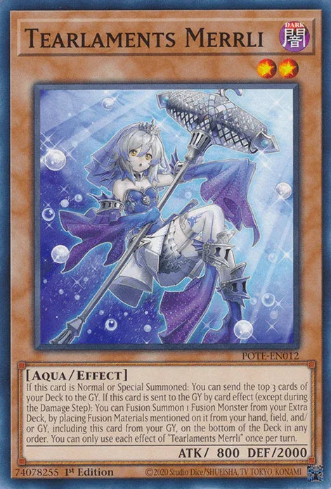 1st Edition, Aqua, Common, Dark, Effect Monster, Power of the Elements, Unlimited Tearlaments Merrli [POTE-EN012] Common - Trading Card World