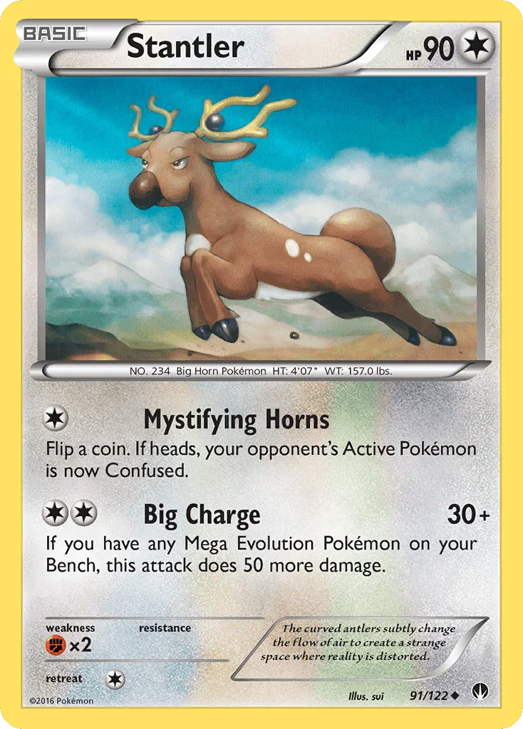 91, Colorless, Fighting[×2], Normal, Reverse Holofoil, Uncommon, XY: BREAKpoint Stantler (91/122) [XY: BREAKpoint] - Trading Card World