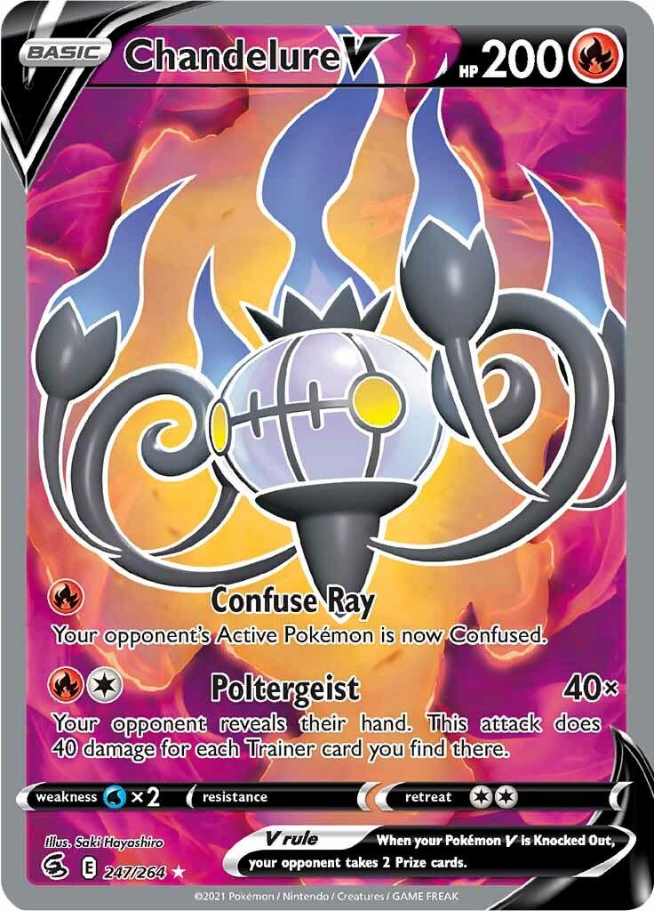 247, Fire, Holofoil, Sword & Shield: Fusion Strike, Ultra Rare, Water [x2] Chandelure V (247/264) [Sword & Shield: Fusion Strike] - Trading Card World