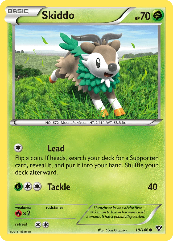 18, Common, Fire[×2], Grass, Normal, Reverse Holofoil, XY: Base Set Skiddo (18/146) [XY: Base Set] - Trading Card World