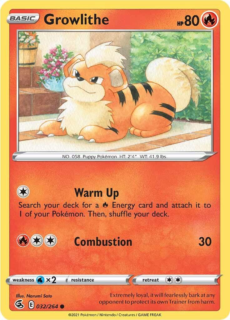 032, Common, Fire, Normal, Reverse Holofoil, Sword & Shield: Fusion Strike, Water [x2] Growlithe (032/264) [Sword & Shield: Fusion Strike] - Trading Card World