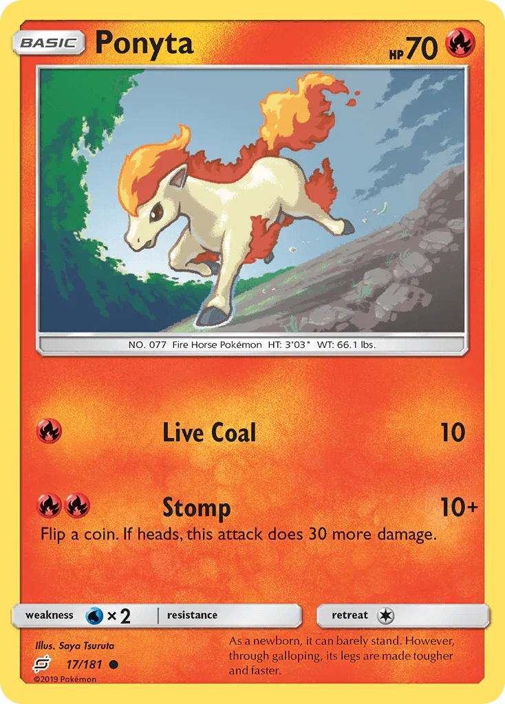 17, Common, Fire, Normal, Reverse Holofoil, Sun & Moon: Team Up, Water[×2] Ponyta (17/181) [Sun & Moon: Team Up] - Trading Card World