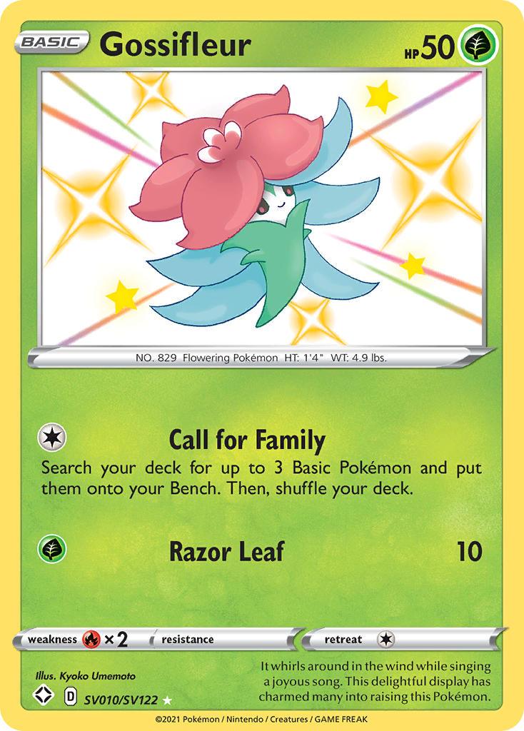 Fire[×2], Grass, Holofoil, SV010, Sword & Shield: Shining Fates, Ultra Rare Gossifleur (SV010/SV122) [Sword & Shield: Shining Fates] - Trading Card World