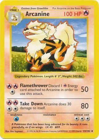 23, Base Set Shadowless Unlimited, Fire, Normal, Uncommon, Water[×2] Arcanine (23/102) [Base Set Shadowless Unlimited] - Trading Card World