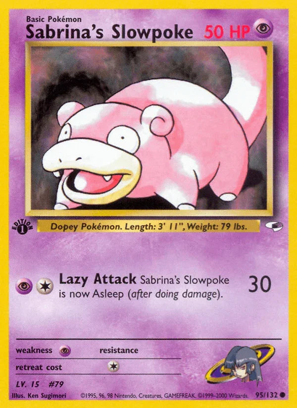 1st Edition Normal, 95, Common, Gym Heroes 1st Edition, Psychic, Psychic[×2] Sabrina's Slowpoke (95/132) [Gym Heroes 1st Edition] - Trading Card World