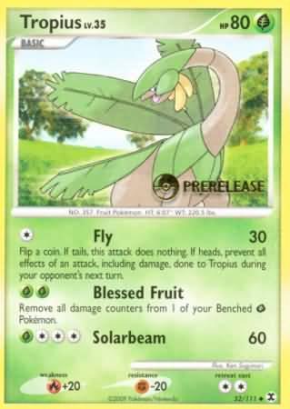52, Fighting[-20], Fire[+20], Grass, Holofoil, Nintendo: Black Star Promos, Normal, Promo Tropius (52/111) (Prerelease Promo) [Nintendo: Black Star Promos] - Trading Card World