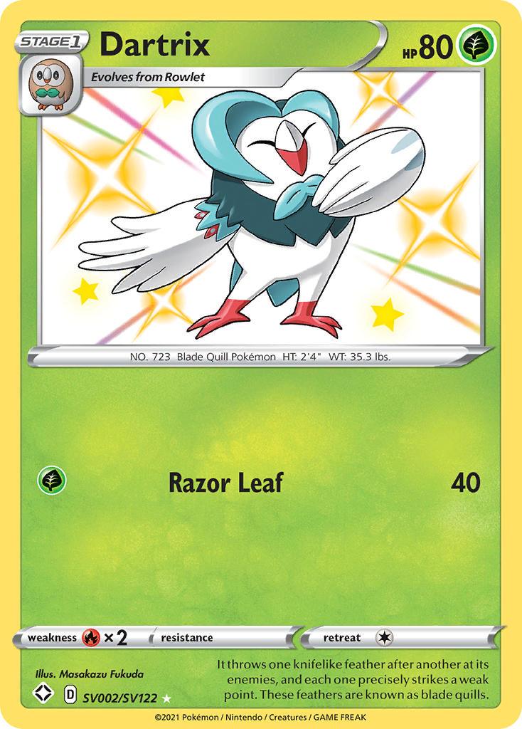 Fire[×2], Grass, Holofoil, SV002, Sword & Shield: Shining Fates, Ultra Rare Dartrix (SV002/SV122) [Sword & Shield: Shining Fates] - Trading Card World
