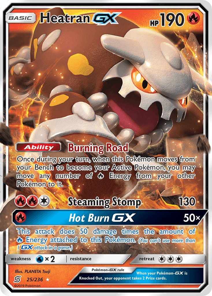 25, Fire, Holofoil, Sun & Moon: Unified Minds, Ultra Rare, Water[×2] Heatran GX (25/236) [Sun & Moon: Unified Minds] - Trading Card World