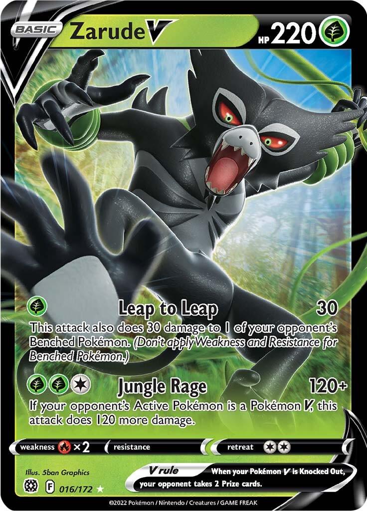 016, Fire [x2], Grass, Holofoil, Sword & Shield: Brilliant Stars, Ultra Rare Zarude V (016/172) [Sword & Shield: Brilliant Stars] - Trading Card World