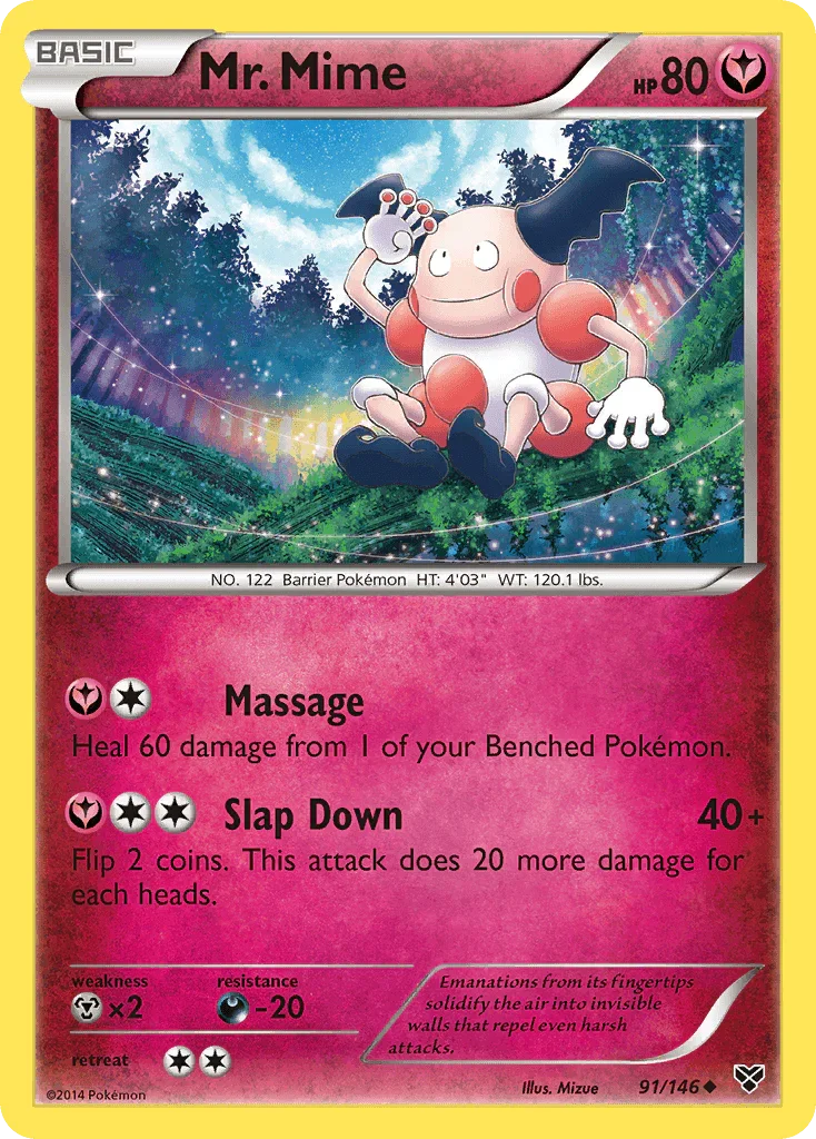 91, Darkness[-20], Fairy, Metal[×2], Normal, Reverse Holofoil, Uncommon, XY: Base Set Mr. Mime (91/146) [XY: Base Set] - Trading Card World