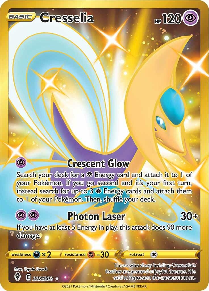 228, Darkness [x2], Fighting [-30], Holofoil, Psychic, Secret Rare, Sword & Shield: Evolving Skies Cresselia (228/203) [Sword & Shield: Evolving Skies] - Trading Card World