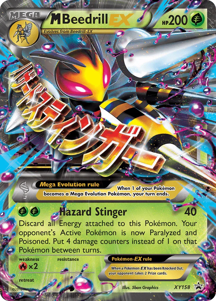 Fire[×2], Grass, Holofoil, Promo, XY158, XY: Black Star Promos M Beedrill EX (XY158) [XY: Black Star Promos] - Trading Card World