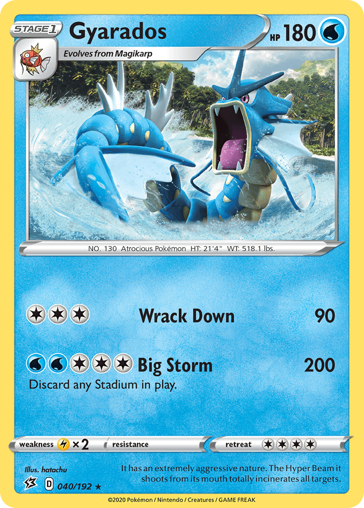 040, Holo Rare, Holofoil, Lightning[×2], Reverse Holofoil, Sword & Shield: Rebel Clash, Water Gyarados (040/192) [Sword & Shield: Rebel Clash] - Trading Card World