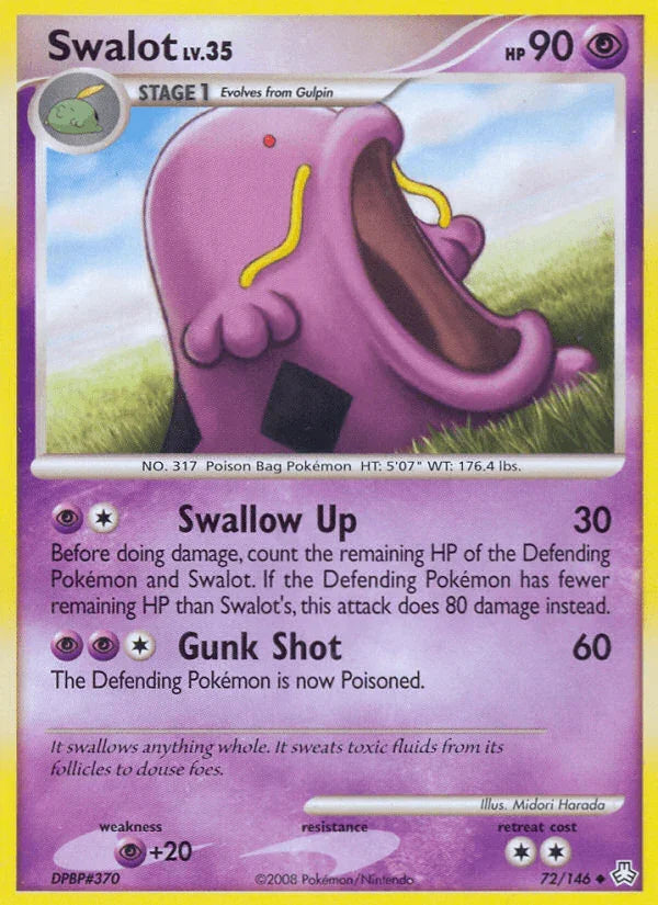 72, Diamond & Pearl: Legends Awakened, Normal, Psychic, Psychic[+20], Reverse Holofoil, Uncommon Swalot (72/146) [Diamond & Pearl: Legends Awakened] - Trading Card World