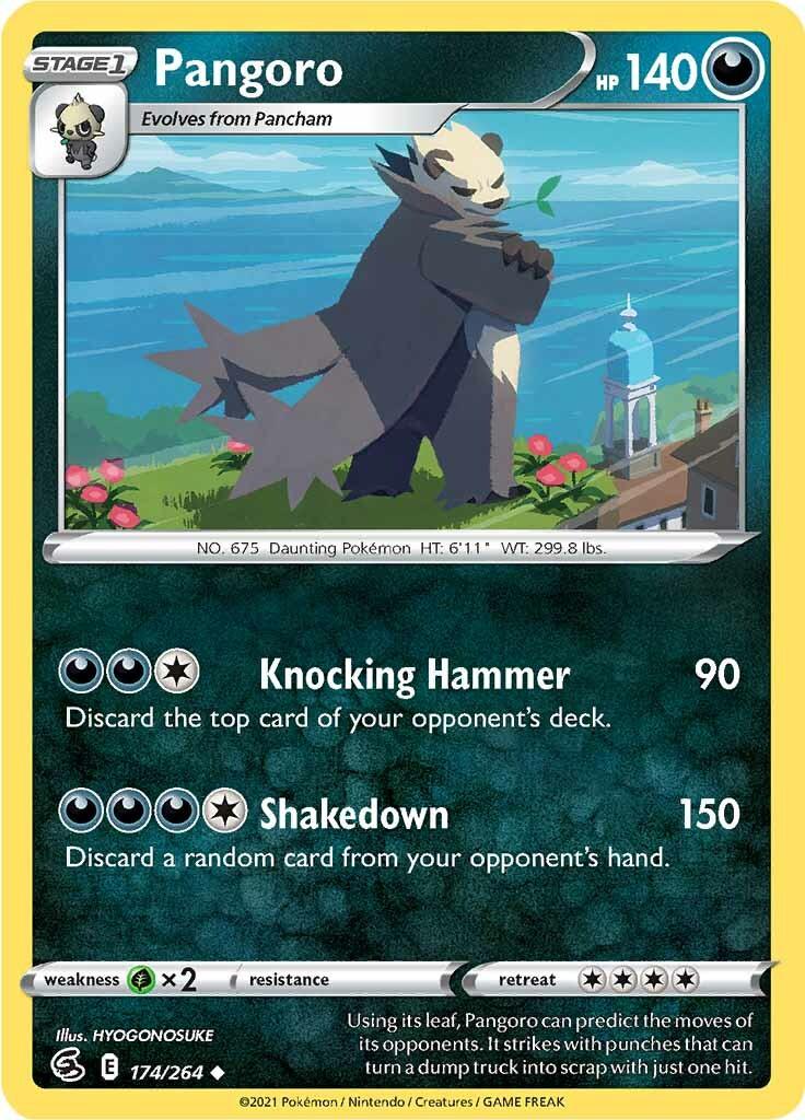 174, Darkness, Grass [x2], Normal, Reverse Holofoil, Sword & Shield: Fusion Strike, Uncommon Pangoro (174/264) [Sword & Shield: Fusion Strike] - Trading Card World