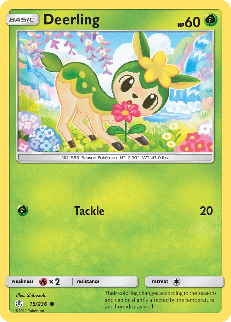 15, Common, Fire[×2], Grass, Normal, Reverse Holofoil, Sun & Moon: Cosmic Eclipse Deerling (15/236) [Sun & Moon: Cosmic Eclipse] - Trading Card World
