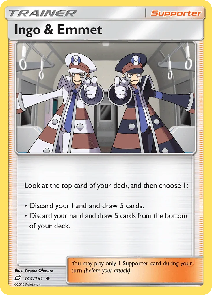 144, Normal, Reverse Holofoil, Sun & Moon: Team Up, Supporter, Uncommon Ingo & Emmet (144/181) [Sun & Moon: Team Up] - Trading Card World