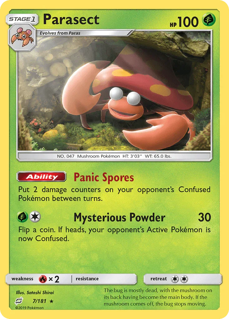 Fire[×2], Grass, Normal, Rare, Reverse Holofoil, Sun & Moon: Team Up Parasect (7/181) [Sun & Moon: Team Up] - Trading Card World