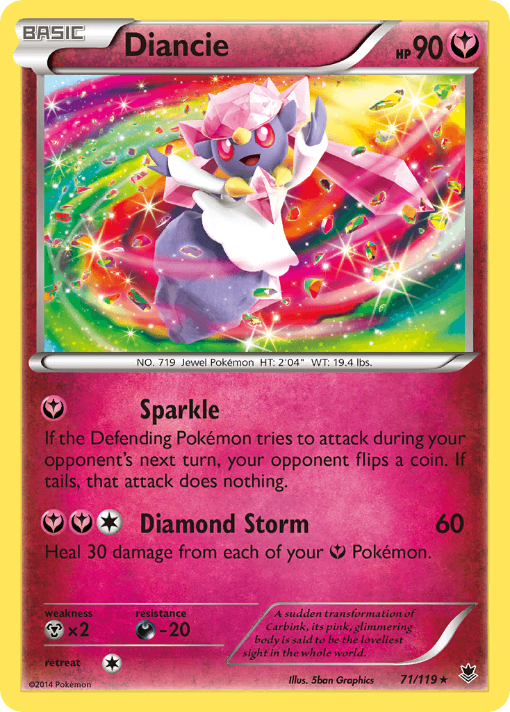 71, Darkness[-20], Fairy, Holo Rare, Holofoil, Metal[×2], Reverse Holofoil, XY: Phantom Forces Diancie (71/119) [XY: Phantom Forces] - Trading Card World