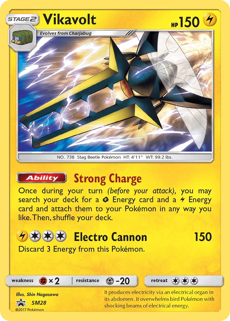 Fighting [x2], Holofoil, Lightning, Metal [-20], Promo, SM28, Sun & Moon: Black Star Promos Vikavolt (SM28) [Sun & Moon: Black Star Promos] - Trading Card World