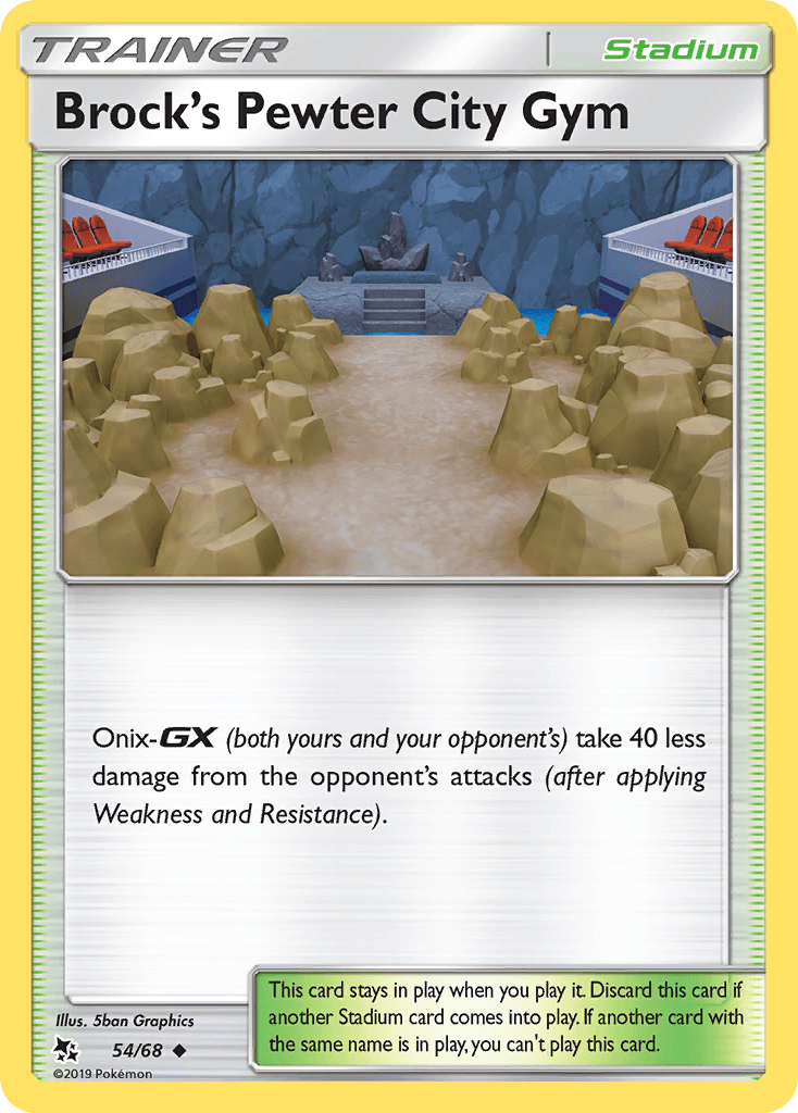 54, Normal, Reverse Holofoil, Stadium, Sun & Moon: Hidden Fates, Uncommon Brock's Pewter City Gym (54/68) [Sun & Moon: Hidden Fates] - Trading Card World