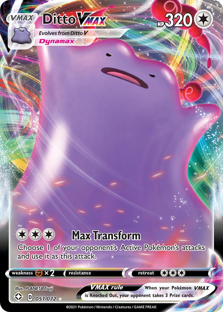 051, Colorless, Fighting[×2], Holofoil, Sword & Shield: Shining Fates, Ultra Rare Ditto VMAX (051/072) [Sword & Shield: Shining Fates] - Trading Card World