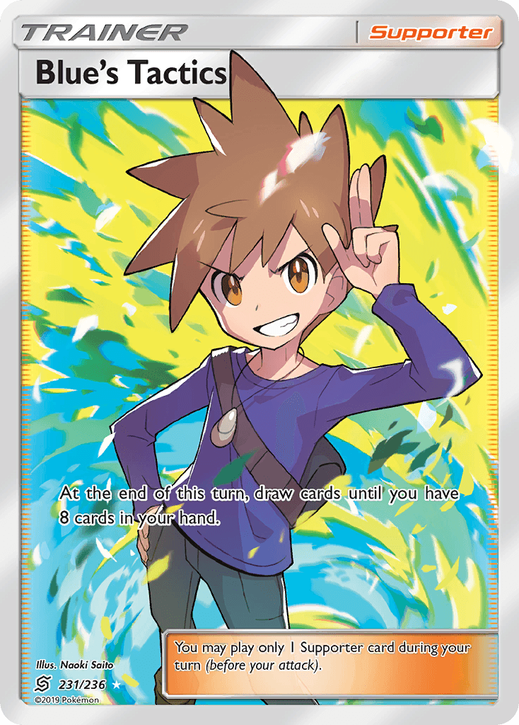 231, Holofoil, Sun & Moon: Unified Minds, Supporter, Ultra Rare Blue's Tactics (231/236) [Sun & Moon: Unified Minds] - Trading Card World