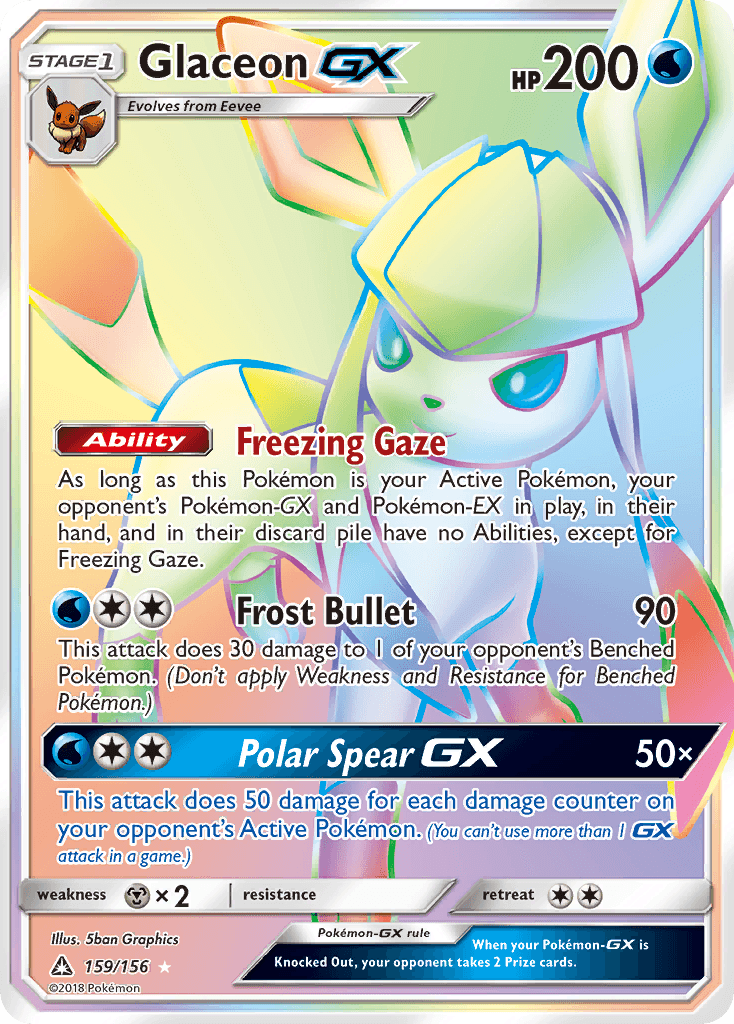159, Holofoil, Metal[×2], Secret Rare, Sun & Moon: Ultra Prism, Water Glaceon GX (159/156) [Sun & Moon: Ultra Prism] - Trading Card World