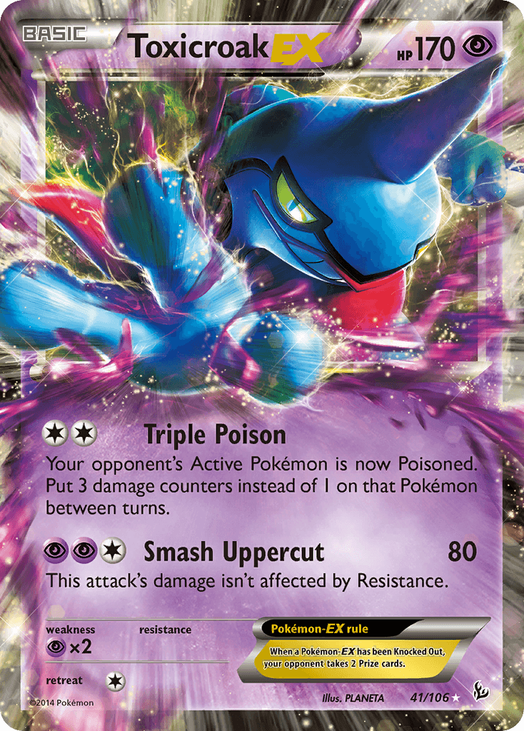 41, Holofoil, Psychic, Psychic[×2], Ultra Rare, XY: Flashfire Toxicroak EX (41/106) [XY: Flashfire] - Trading Card World