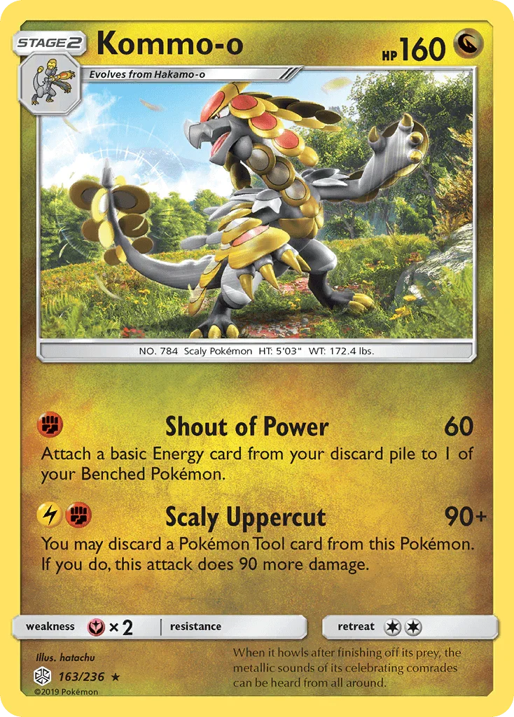 163, Dragon, Fairy[×2], Holo Rare, Holofoil, Reverse Holofoil, Sun & Moon: Cosmic Eclipse Kommo-o (163/236) [Sun & Moon: Cosmic Eclipse] - Trading Card World