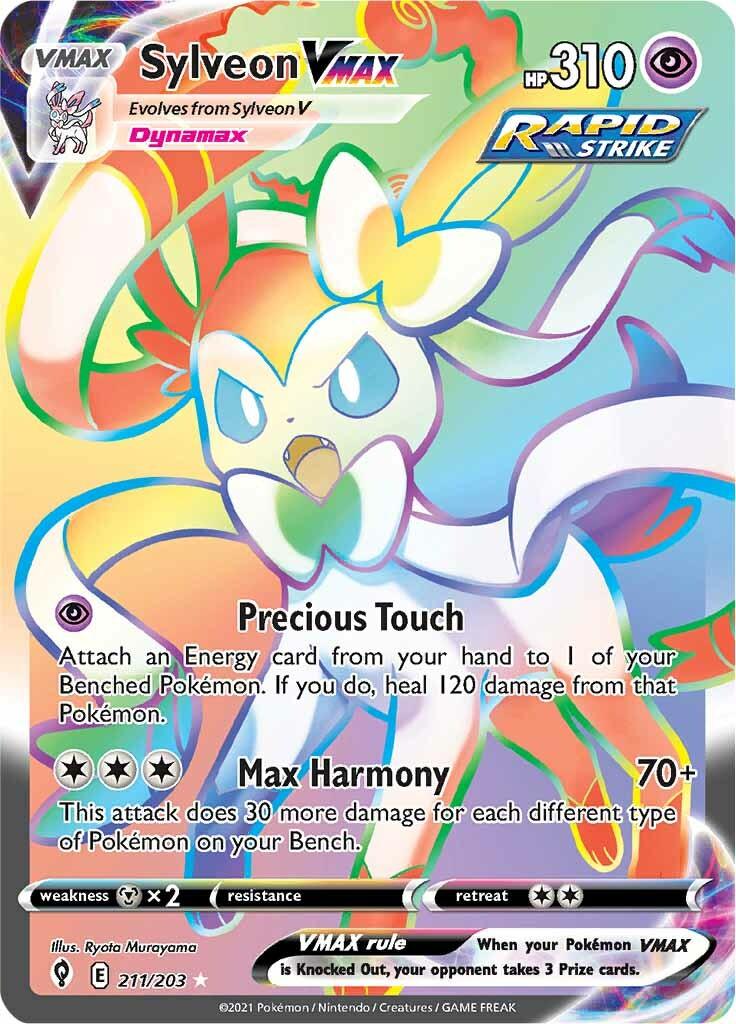 211, Holofoil, Metal [x2], Psychic, Secret Rare, Sword & Shield: Evolving Skies Sylveon VMAX (211/203) [Sword & Shield: Evolving Skies] - Trading Card World