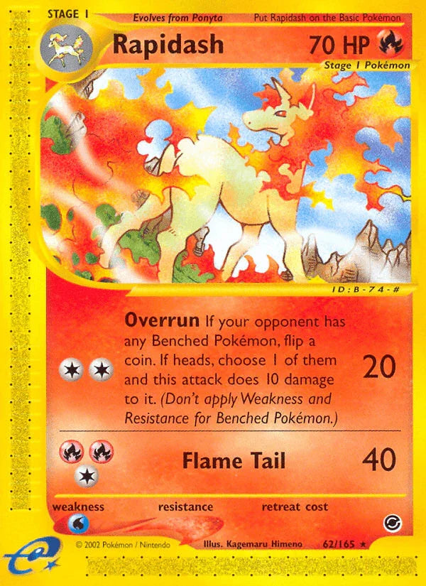 62, Expedition: Base Set, Fire, Normal, Rare, Reverse Holofoil, Water[×2] Rapidash (62/165) [Expedition: Base Set] - Trading Card World
