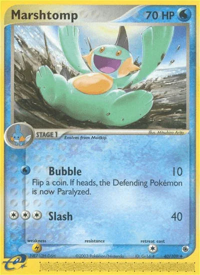 40, EX: Ruby & Sapphire, Lightning[×2], Normal, Reverse Holofoil, Uncommon, Water Marshtomp (40/109) [EX: Ruby & Sapphire] - Trading Card World