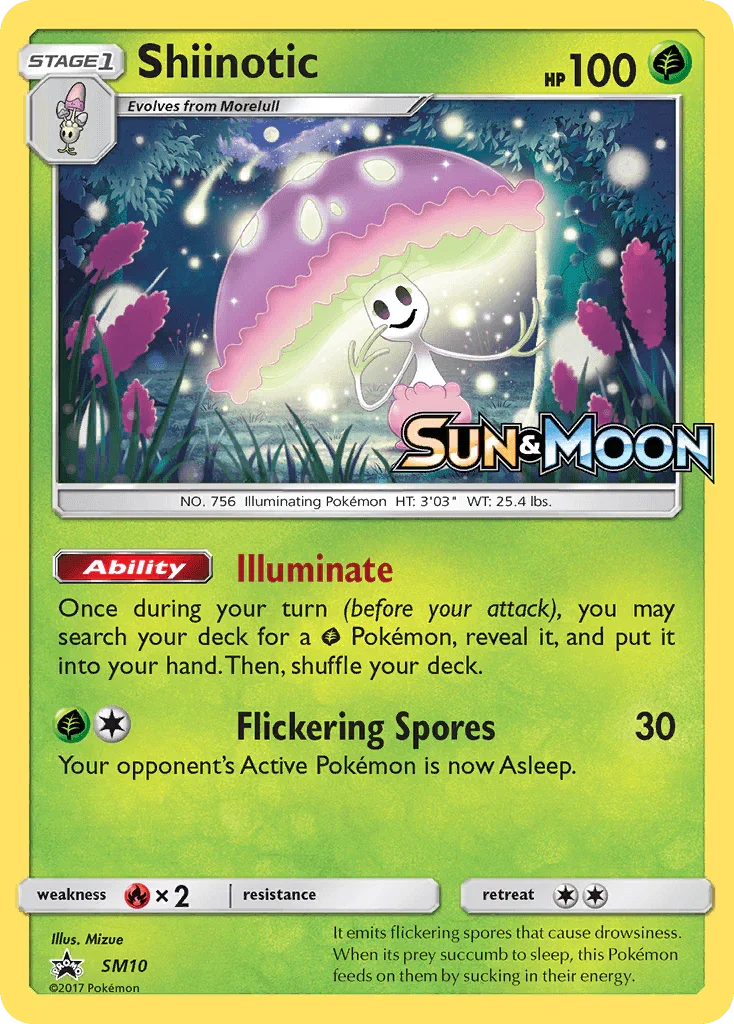 Black Star Promo, Fire[×2], Grass, Holofoil, SM10, Sun & Moon: Black Star Promos Shiinotic (SM10) [Sun & Moon: Black Star Promos] - Trading Card World