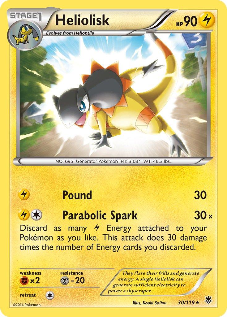 30, Fighting[×2], Lightning, Metal[-20], Normal, Rare, XY: Phantom Forces Heliolisk (30/119) (Theme Deck Exclusive) [XY: Phantom Forces] - Trading Card World