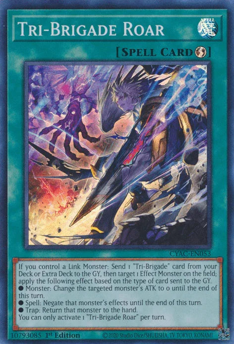 1st Edition, Cyberstorm Access, Quick-Play Spell, Spell, Super Rare Tri-Brigade Roar [CYAC-EN053] Super Rare - Trading Card World