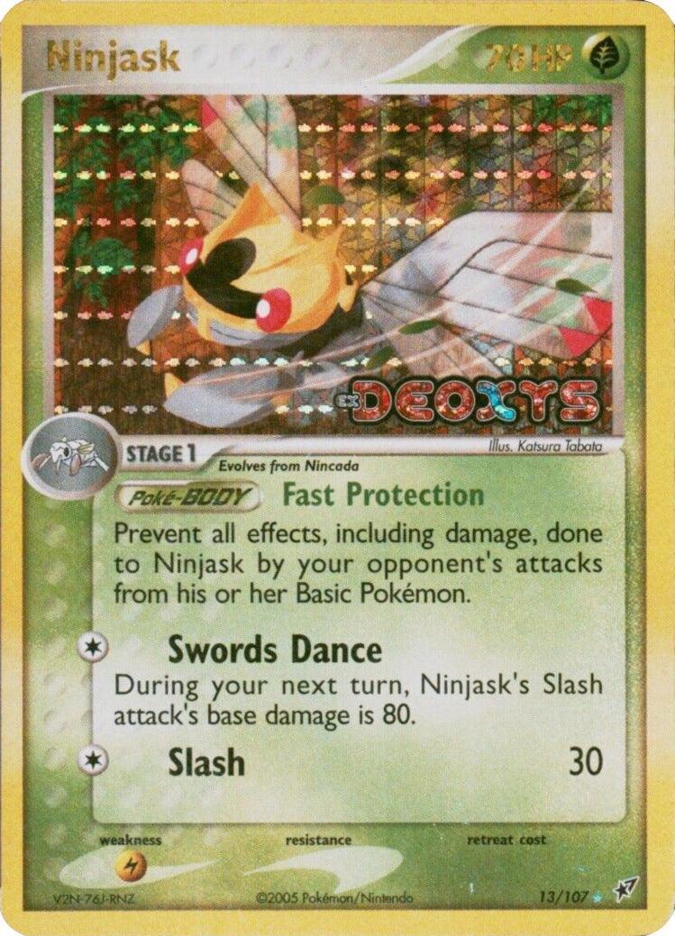 13, EX: Deoxys, Grass, Holo Rare, Lightning[×2], Reverse Holofoil Ninjask (13/107) (Stamped) [EX: Deoxys] - Trading Card World