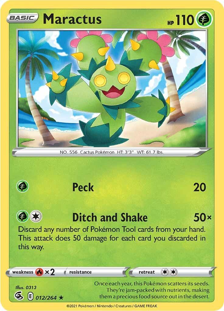 012, Fire [x2], Grass, Normal, Rare, Reverse Holofoil, Sword & Shield: Fusion Strike Maractus (012/264) [Sword & Shield: Fusion Strike] - Trading Card World