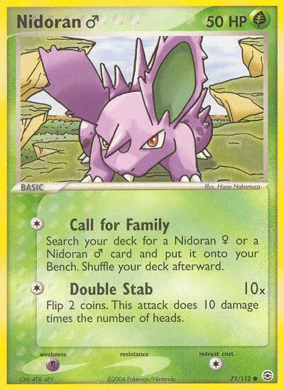 71, Common, EX: FireRed & LeafGreen, Grass, Normal, Psychic[×2], Reverse Holofoil Nidoran (71/112) (Male) [EX: FireRed & LeafGreen] - Trading Card World