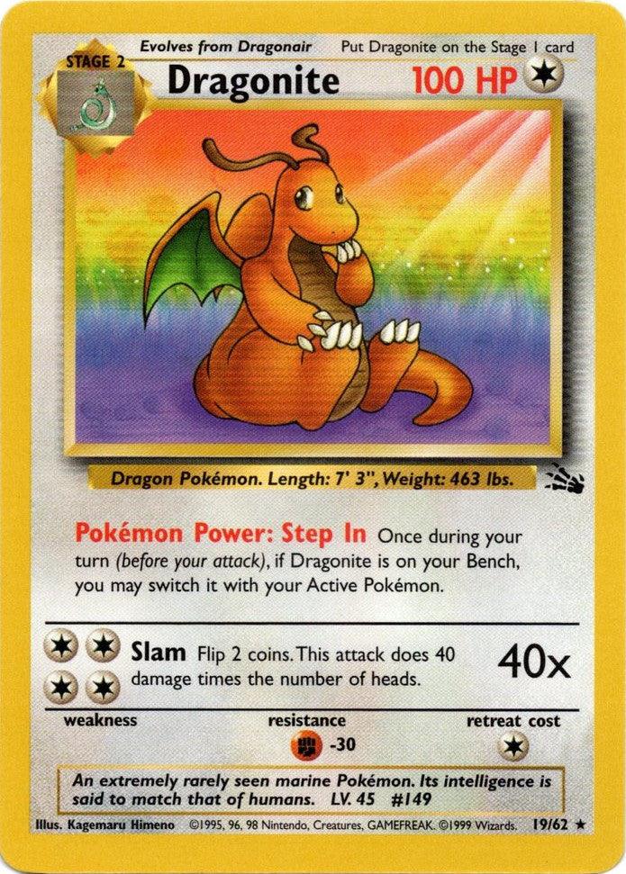 19, Colorless, Fighting[-30], Fossil Unlimited, Normal, Rare Dragonite (19/62) [Fossil Unlimited] - Trading Card World