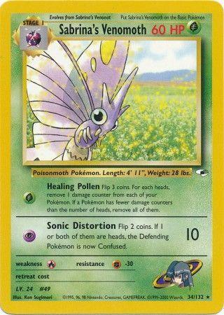 34, Fighting[-30], Fire[×2], Grass, Gym Heroes Unlimited, Normal, Rare Sabrina's Venomoth (34/132) [Gym Heroes Unlimited] - Trading Card World