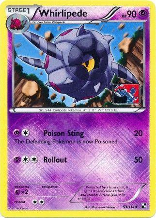 53, Black & White: Base Set, Promo, Psychic, Psychic[×2], Reverse Holofoil Whirlipede (53/114) (League Promo) [Black & White: Base Set] - Trading Card World