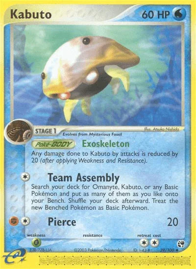 39, EX: Sandstorm, Grass[×2], Normal, Reverse Holofoil, Uncommon, Water Kabuto (39/100) [EX: Sandstorm] - Trading Card World