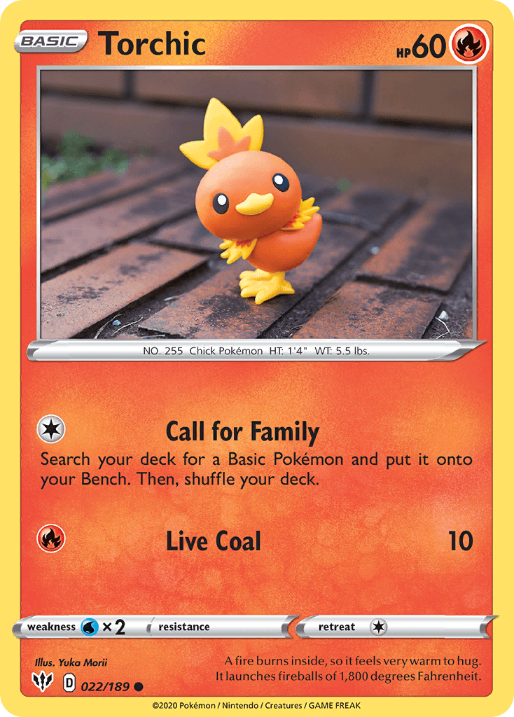 022, Common, Fire, Normal, Reverse Holofoil, Sword & Shield: Darkness Ablaze, Water[×2] Torchic (022/189) [Sword & Shield: Darkness Ablaze] - Trading Card World