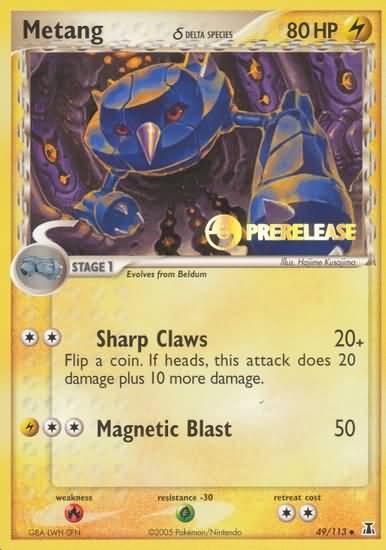 49, EX: Delta Species, Fire, Grass, Lightning, Normal, Promo Metang (49/113) (Delta Species) (Prerelease Promo) [EX: Delta Species] - Trading Card World