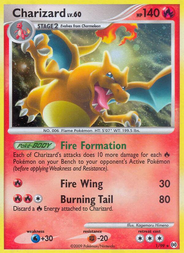 Fighting[-20], Fire, Holofoil, Platinum: Arceus, Promo, Water[+30] Charizard (1/99) (Cracked Ice Holo) [Platinum: Arceus] - Trading Card World