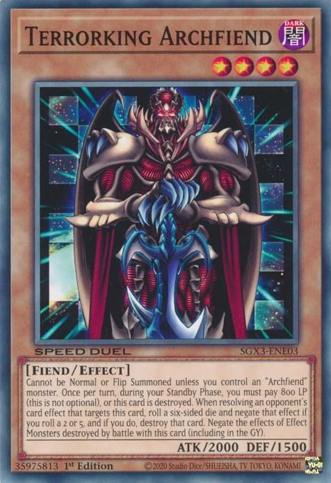 1st Edition, Common, Dark, Effect Monster, Fiend, Speed Duel GX: Duelists of Shadows Terrorking Archfiend [SGX3-ENE03] Common - Trading Card World