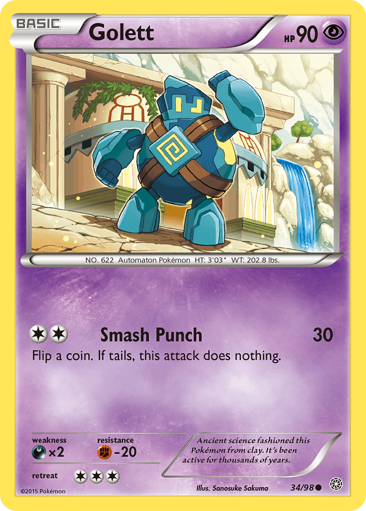 34, Common, Darkness[×2], Fighting[-20], Normal, Psychic, Reverse Holofoil, XY: Ancient Origins Golett (34/98) [XY: Ancient Origins] - Trading Card World