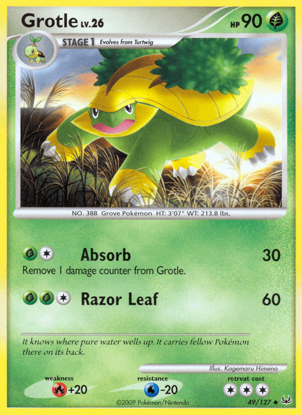 49, Fire[+20], Grass, Normal, Platinum: Base Set, Reverse Holofoil, Uncommon, Water[-20] Grotle (49/127) [Platinum: Base Set] - Trading Card World